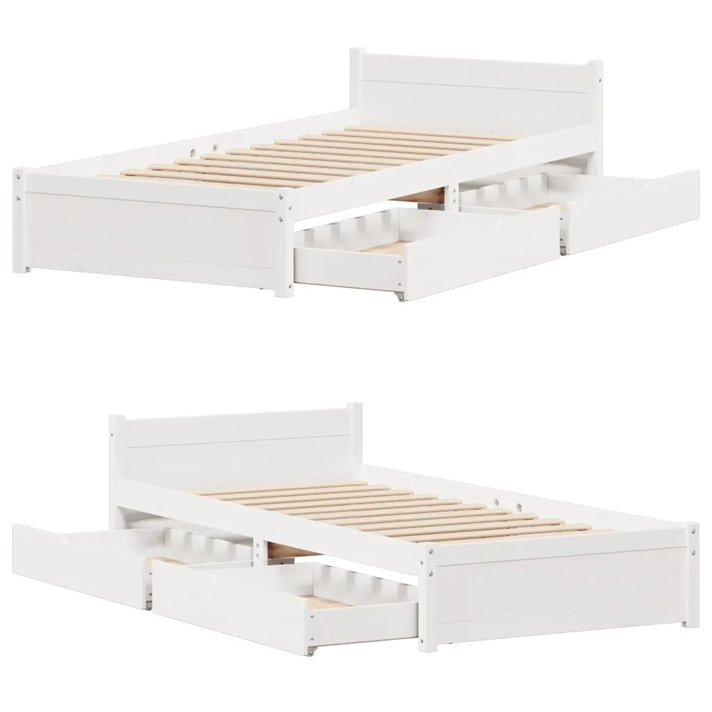 Letto senza Materasso Bianco 90x190 cm in Legno Massello Pino 3301675