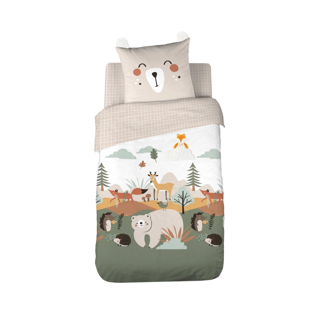 Set biancheria da letto in microfibra reversibile stampato foresta