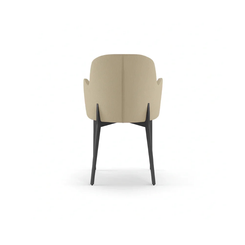 Set di 4 sedie da pranzo imbottite in tessuto beige Flow con struttura in metallo facili da pulire | Duzzle