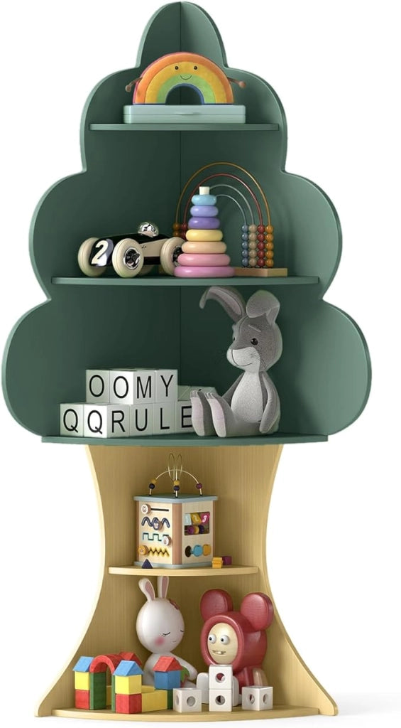 Libreria ad Albero per Bambini, Espositore per Libri a 5 Livelli con Anti-Ribaltamento, Libreria Angolare Salvaspazio per Camera da Letto Sala Giochi Asilo e Aula