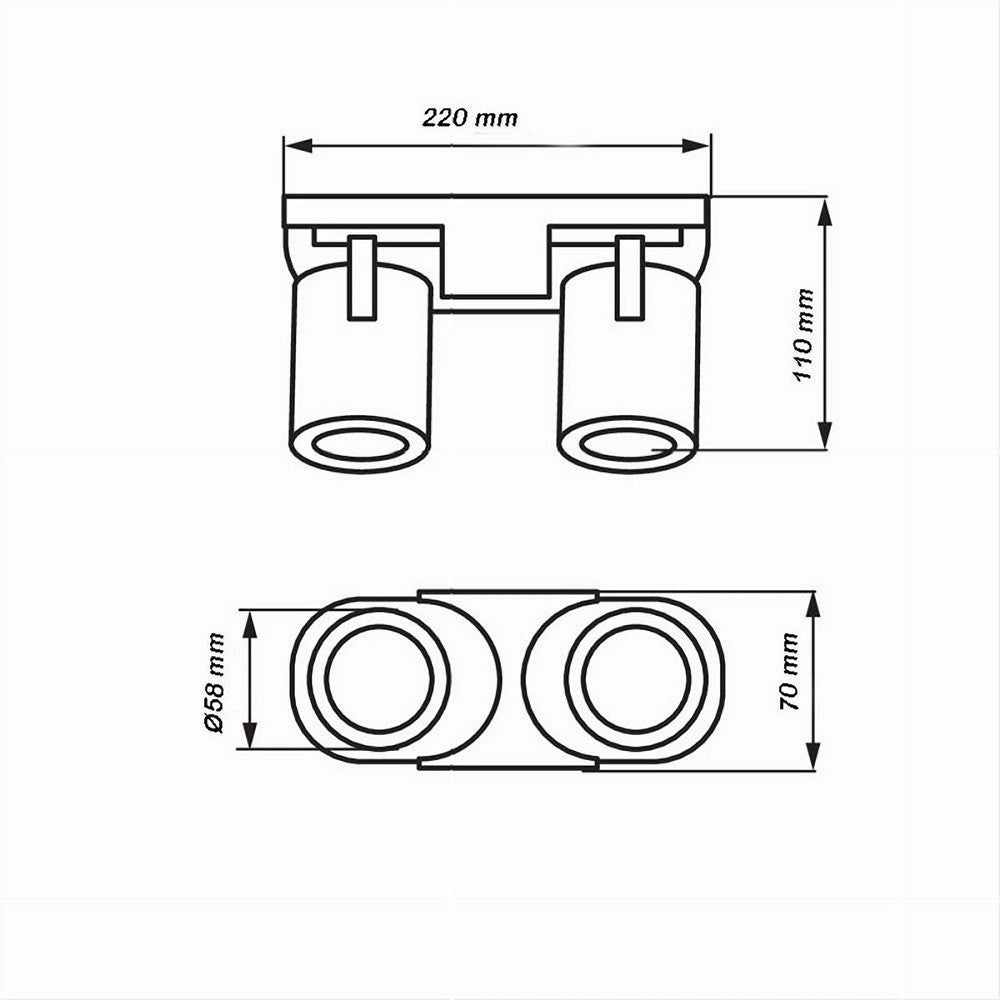 Trade Shop - Applique 2 Diffusori Orientabile Soffitto Parete Lampada Gu10 Bianco Nero Th8802 - Bianco
