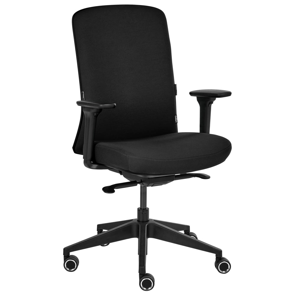 Sedia da ufficio ergonomica con schienale regolabile, seduta scorrevole, braccioli regolabili e supporto lombare nero