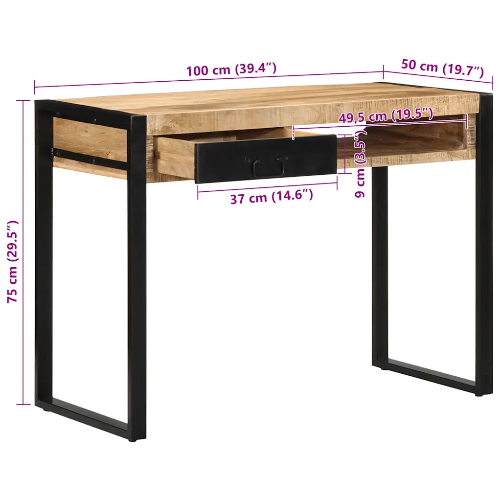 Scrivania 100x50x75 cm in Legno Massello di Mango Grezzo 4015931