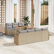 Set di Divani da Giardino con Cuscini Beige Polyrattan Acacia