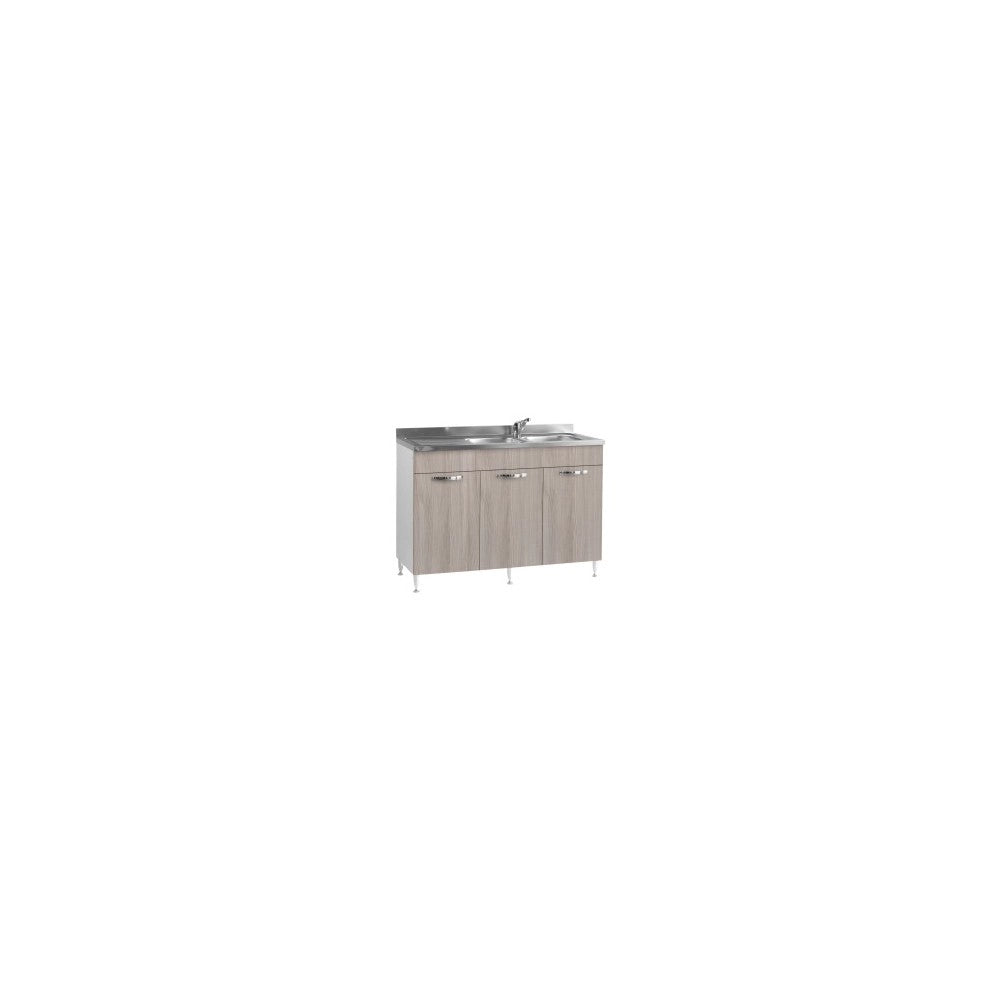 Sottolavello 3 ante 120 cm con lavello colore olmo