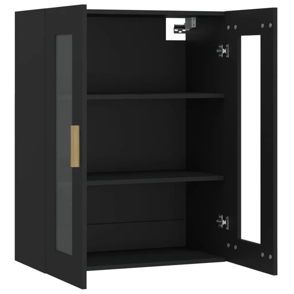 Armadietto Pensile a Parete Nero 69,5x34x90 cm cod mxl 17892