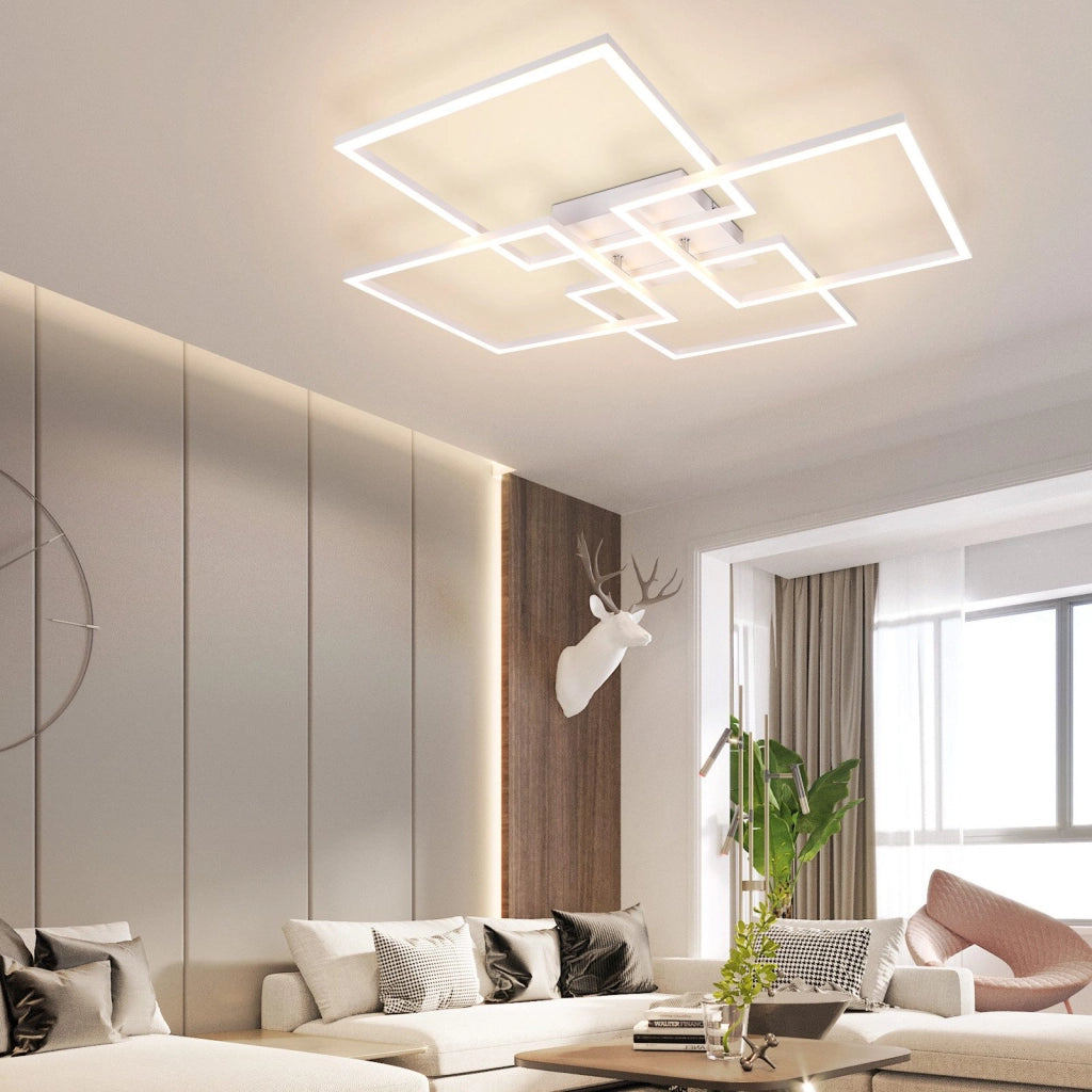 ZMH Lampada da soffitto plafoniera LED moderna 32W cornici rettangolari per soggiorno camera letto