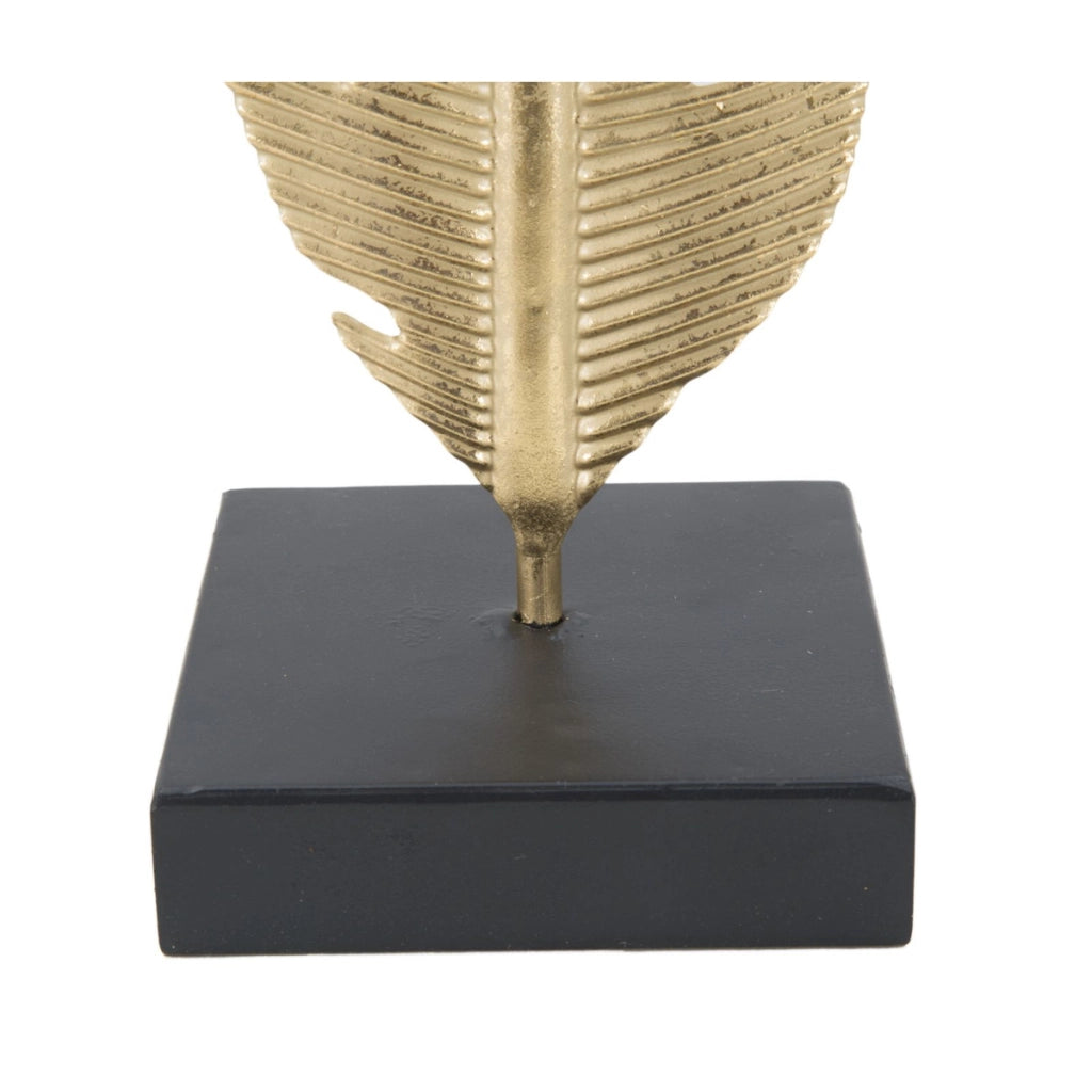 Scultura decorativa Glam a forma di foglia in ferro oro con portacandela