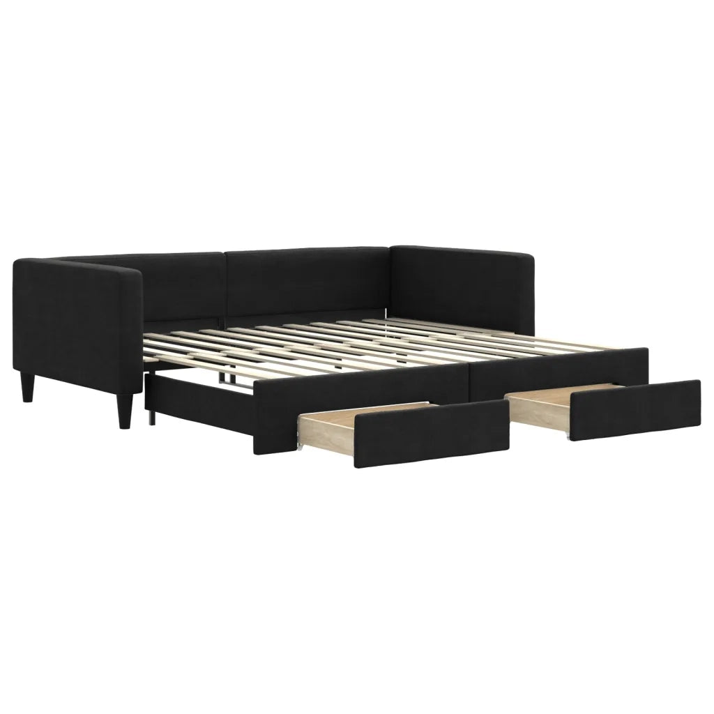 Divano Letto Estraibile con Cassetti Nero 100x200 cm in Tessutocod mxl 106648