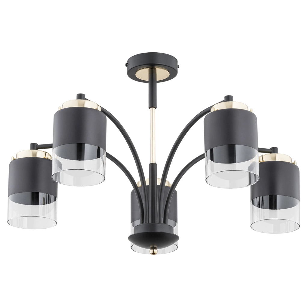 Lampada a sospensione VIOLA nero-oro 5xE27 Ø57cm Alfa