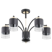 Lampada a sospensione VIOLA nero-oro 5xE27 Ø57cm Alfa