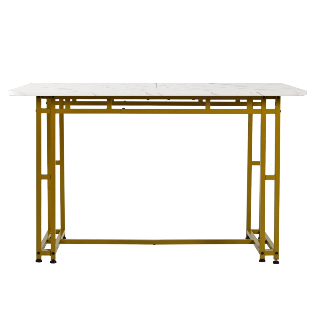 Tavolo da pranzo moderno 120 cm in MDF con gambe in metallo dorato; oro