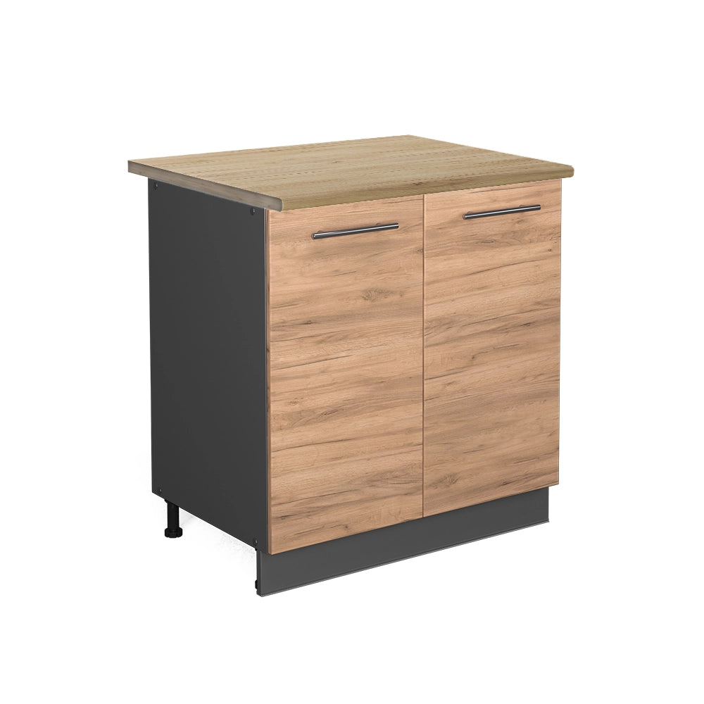 Mobile lavello cucina Fame-Line Rovere dorato/Antracite 80 cm con ripiano, PL Rovere Vicco