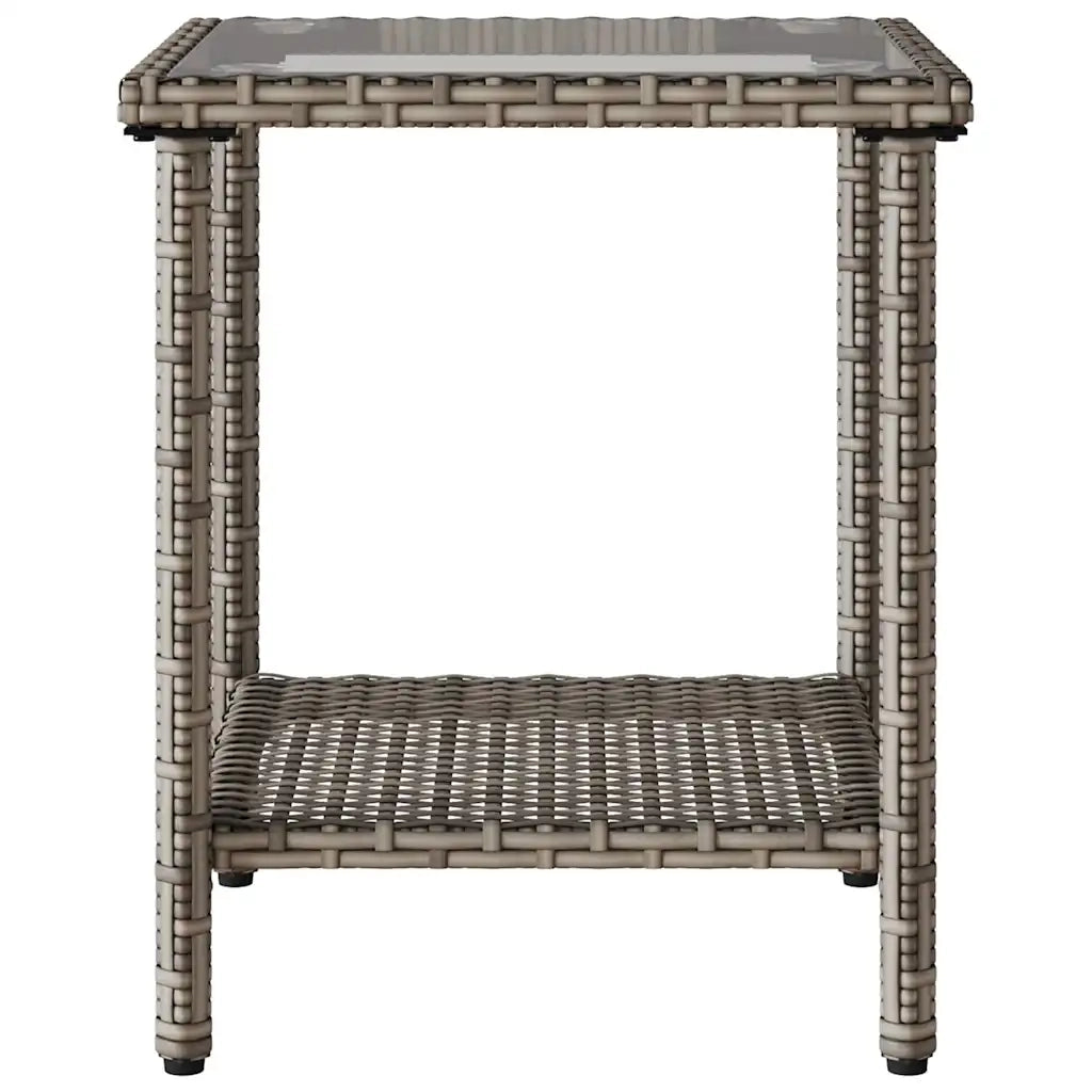 Divano da Giardino con Tavolo e Cuscini a L-Sofa da Giardino-Divano da esterno Grigio Polyrattan 283208
