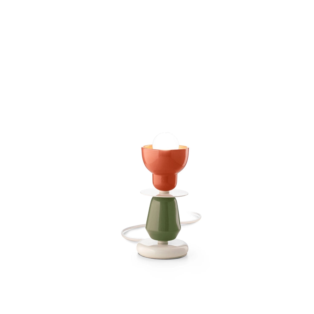 Lumetto Vintage Decò Berimbau Ferro Ceramica Arancio Pokè E Verde 1 Luce E27