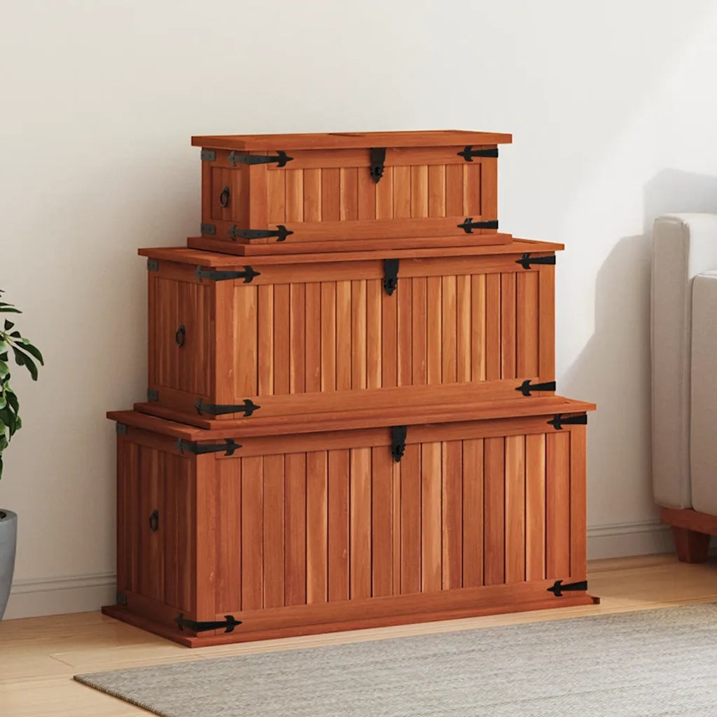 Cassapanche 3 pz in Legno Massello di Acacia 247243