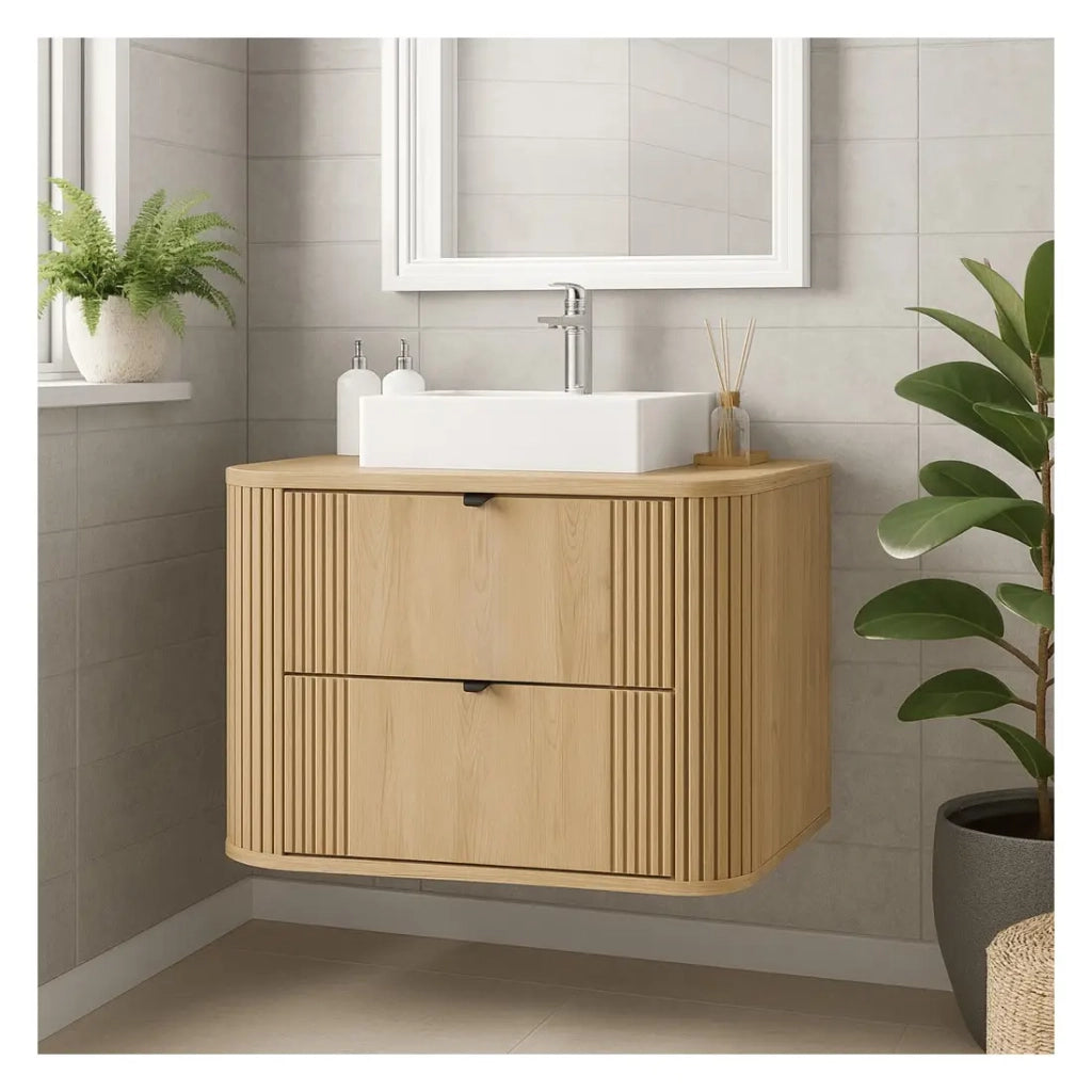 Set da bagno KORI: mobile sottolavabo 80cm + piano lavabo