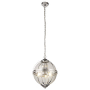 Lampadario Contemporaneo Corona Acciaio Cromo Vetro 3 Luci E14