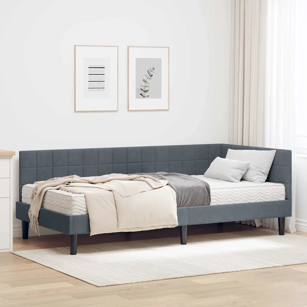Struttura Letto Angolare con Materasso 2 pz-Giroletto con materasso Grigio Velluto 154221