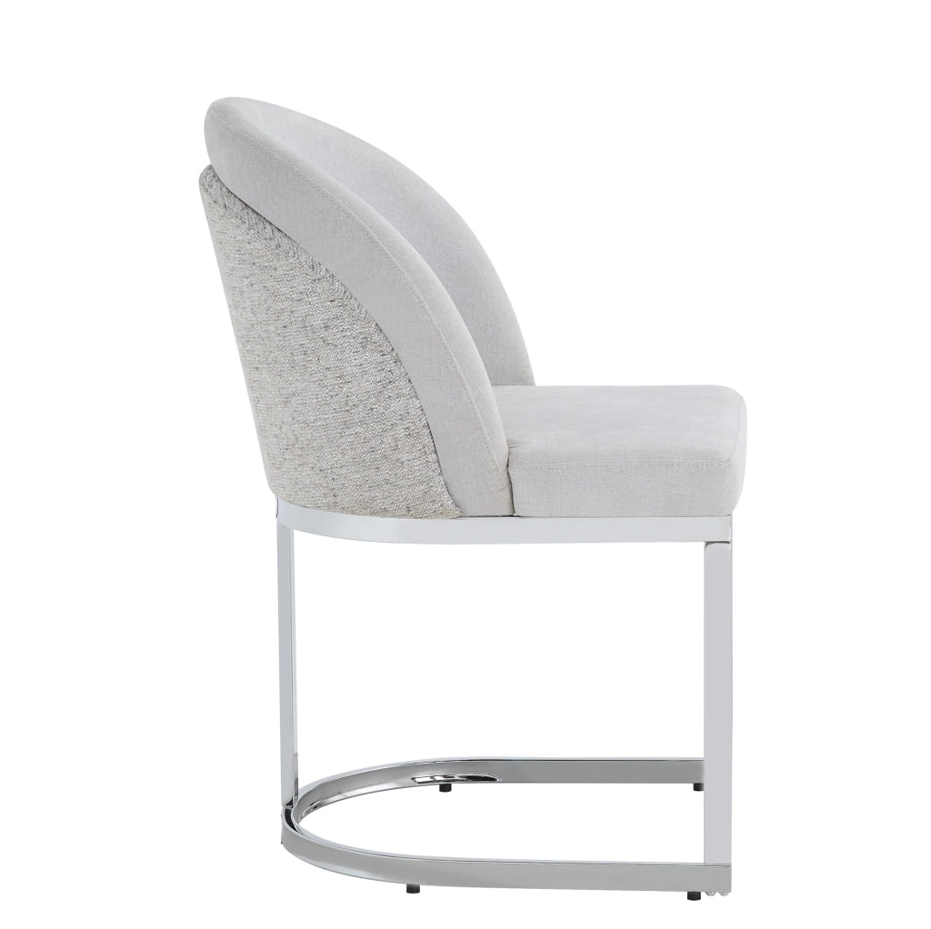 Set di 4 sedie da pranzo 59x52x85 cm con doppio schienale in chenille grigio e argento