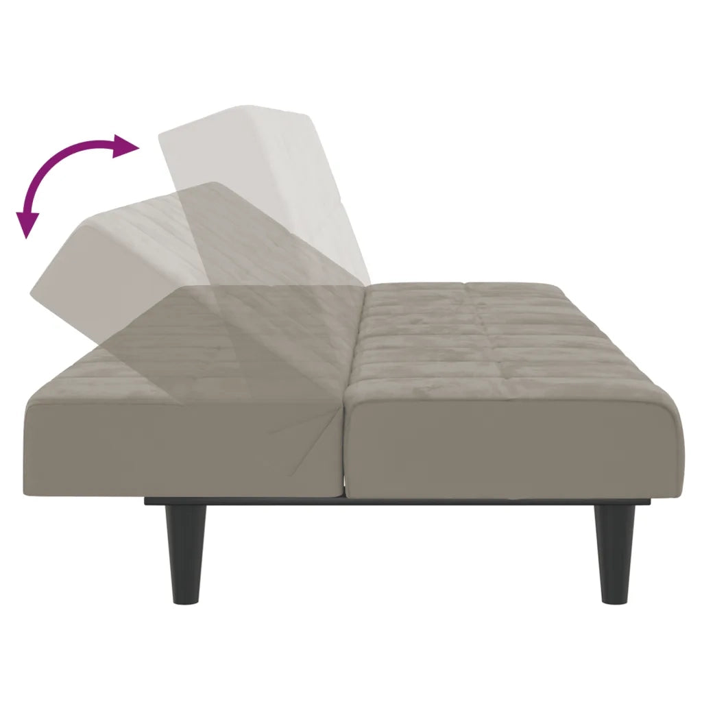Divano letto | Sof¨¤ letto | Letto singolo a 2 Posti Grigio Chiaro in Velluto