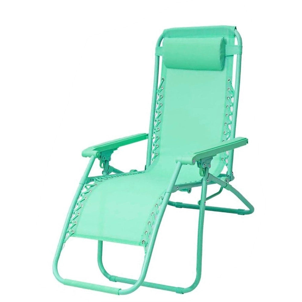 Trade Shop - Sedia Sdraio In Textilene Pieghevole Reclinabile Con Poggiatesta Da Giardino Colorata - Verde Acqua