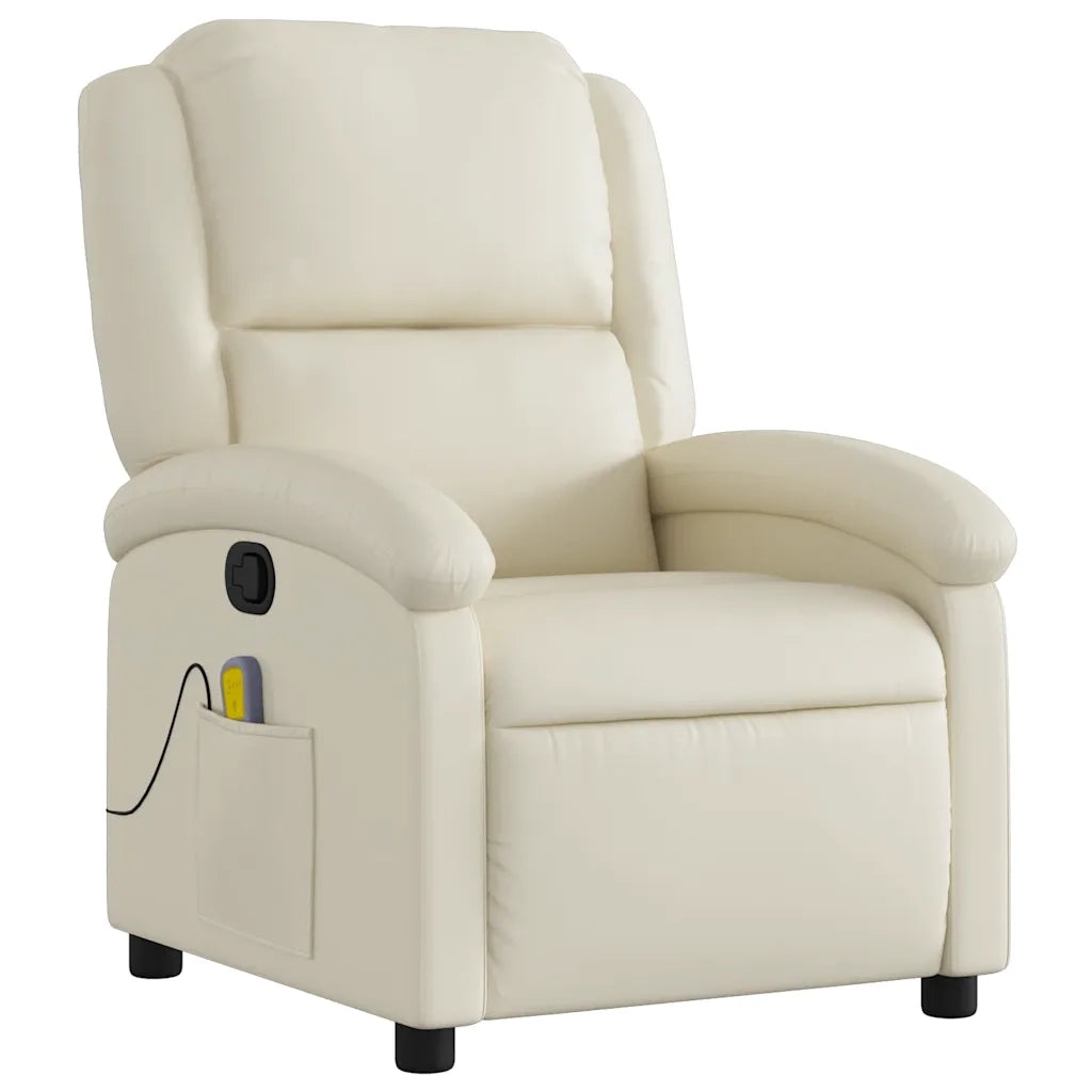 Divano Sedia-Poltrona reclinabile massaggiante in Similpelle Crema 857992