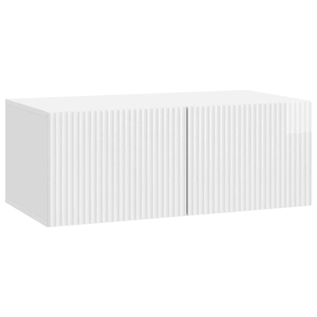 Mobile Porta TV da Muro Bianco Lucido 78,5 x 41 x 30 cm 898519