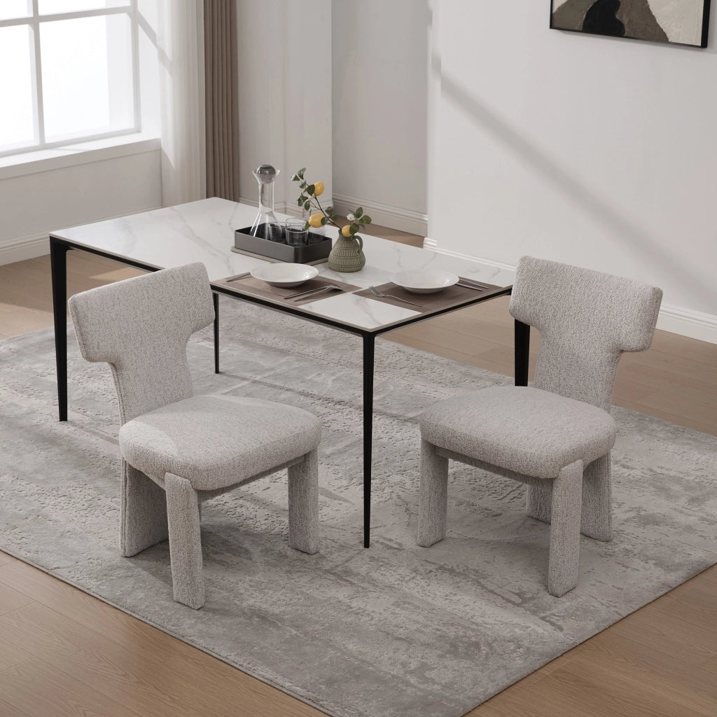 Poltrona Accent Senza Braccioli in Tessuto Chenille ¨C Xylo ¨C Beige, Gambe in Legno