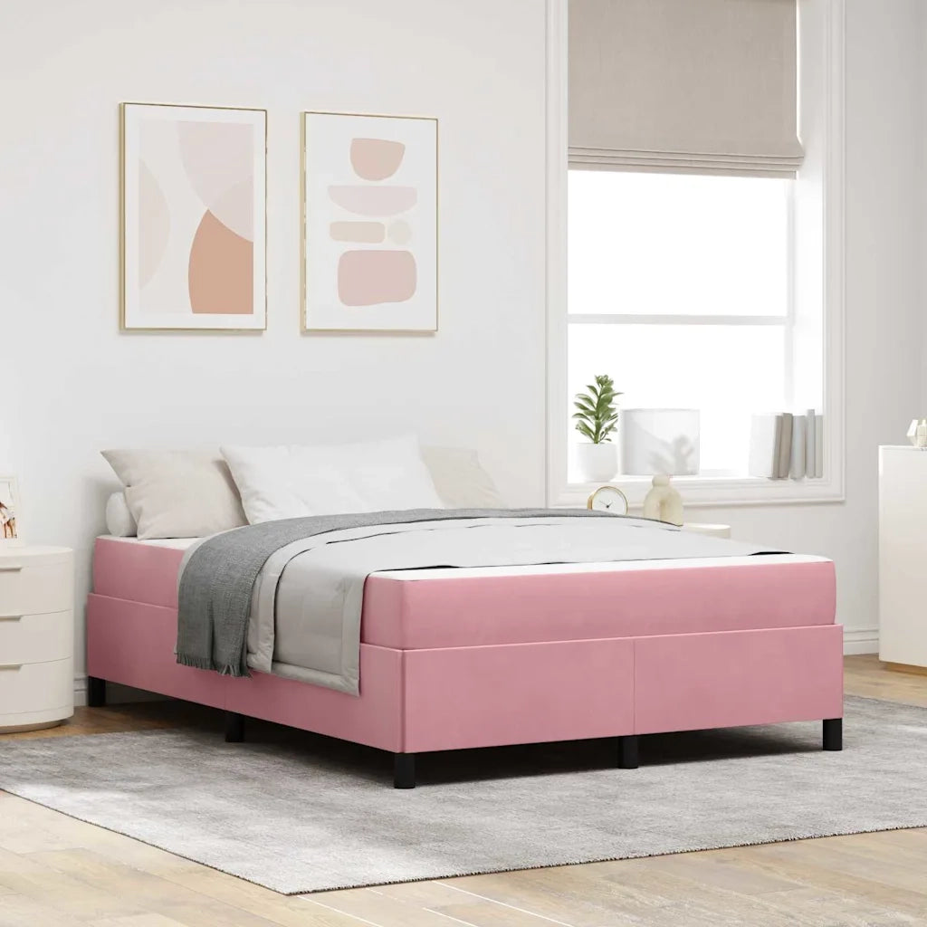 Struttura del letto con materasso Rosa 140 x 190 cm Tessuto