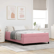 Struttura del letto con materasso Rosa 140 x 190 cm Tessuto