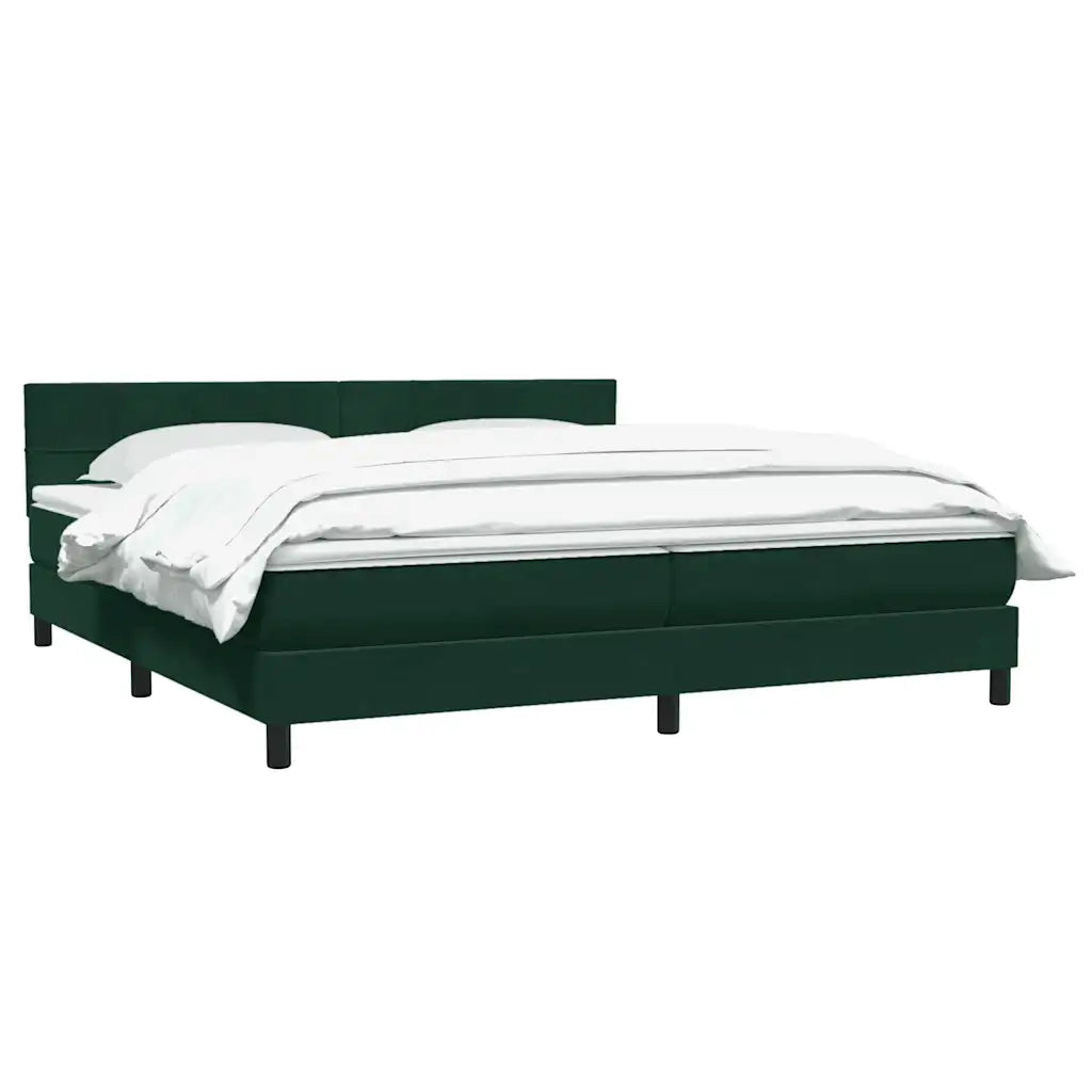 vidaXL Giroletto a Molle con Materasso Verde Scuro 180x220 cm Velluto