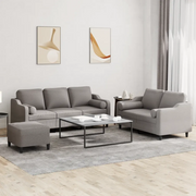 Set Divani 3 pz con Cuscini Tortora in Tessuto