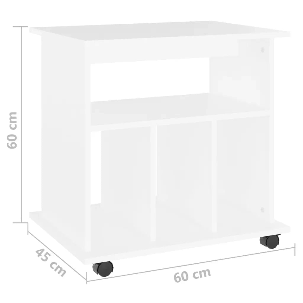 Mobiletto con Ruote Bianco 60x45x60 cm in Legno Multistrato 808476