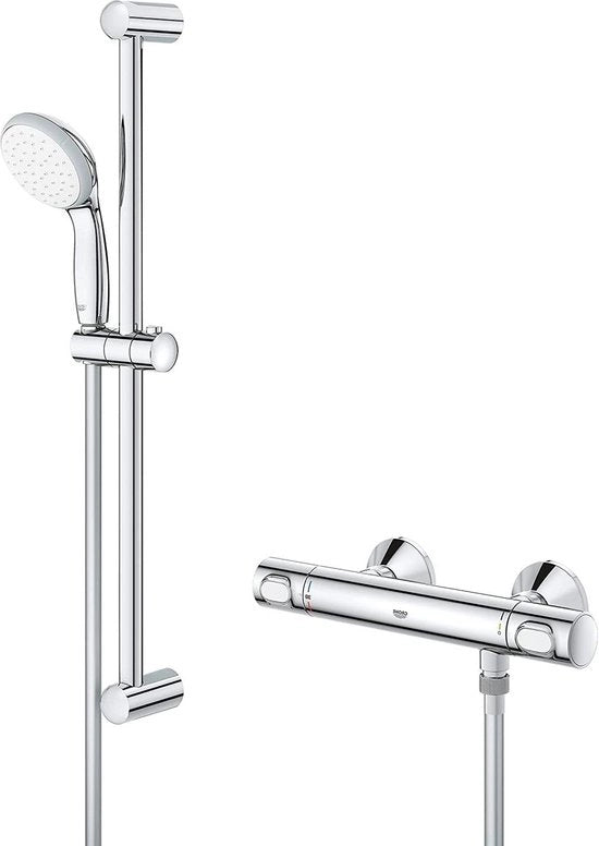 Termostatica a flusso precision 1/2" con kit doccia - 150mm distanza da parete - 600mm maniglia - cromato - 34841000 - alta qualità - accessori bagno doccia con maniglia.