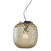 OBAN Sospensione Cromo con Vetro Balloton Bronzo E27 IP20 - Lampada di Design Elegante - Struttura in Metallo e Vetro Soffiato