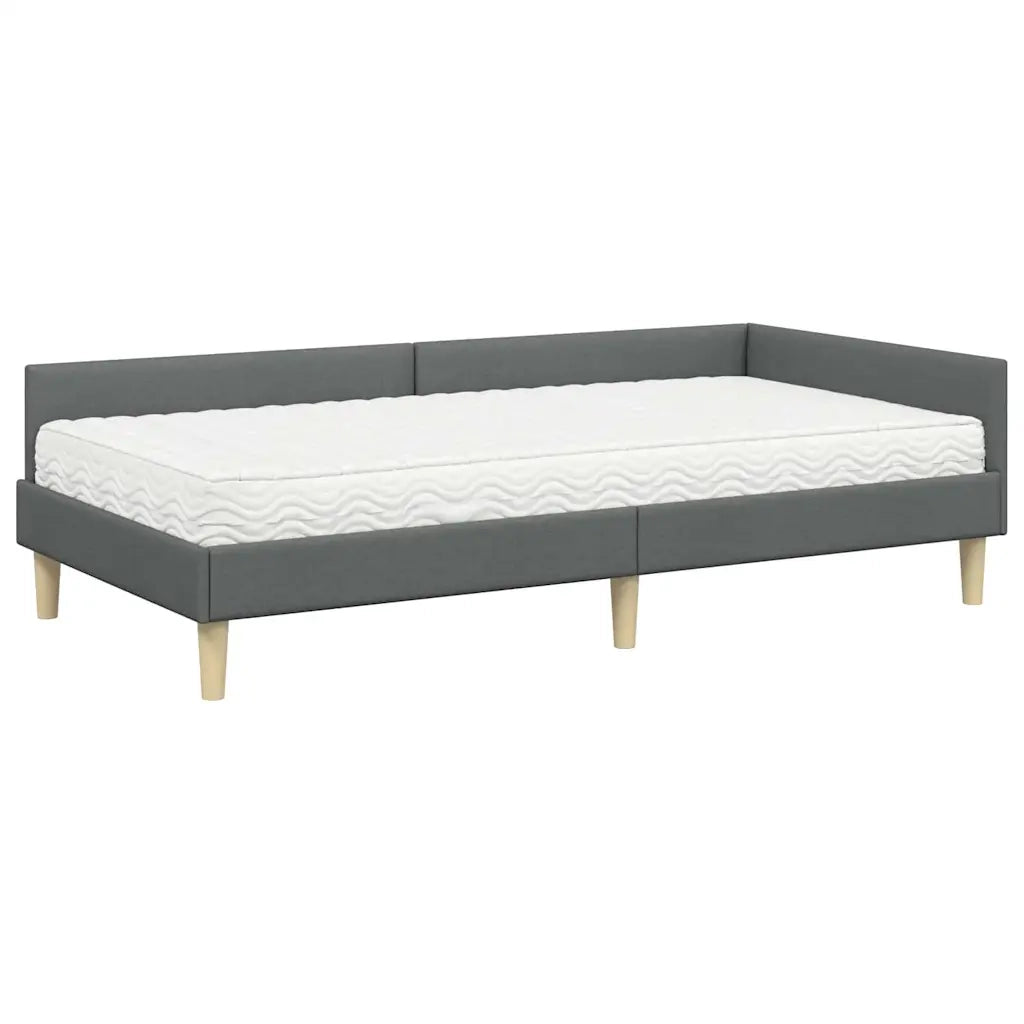Letto singolo | Letto per adulti | Struttura Letto Angolare con Materasso 2 pcs Grigio Tessuto