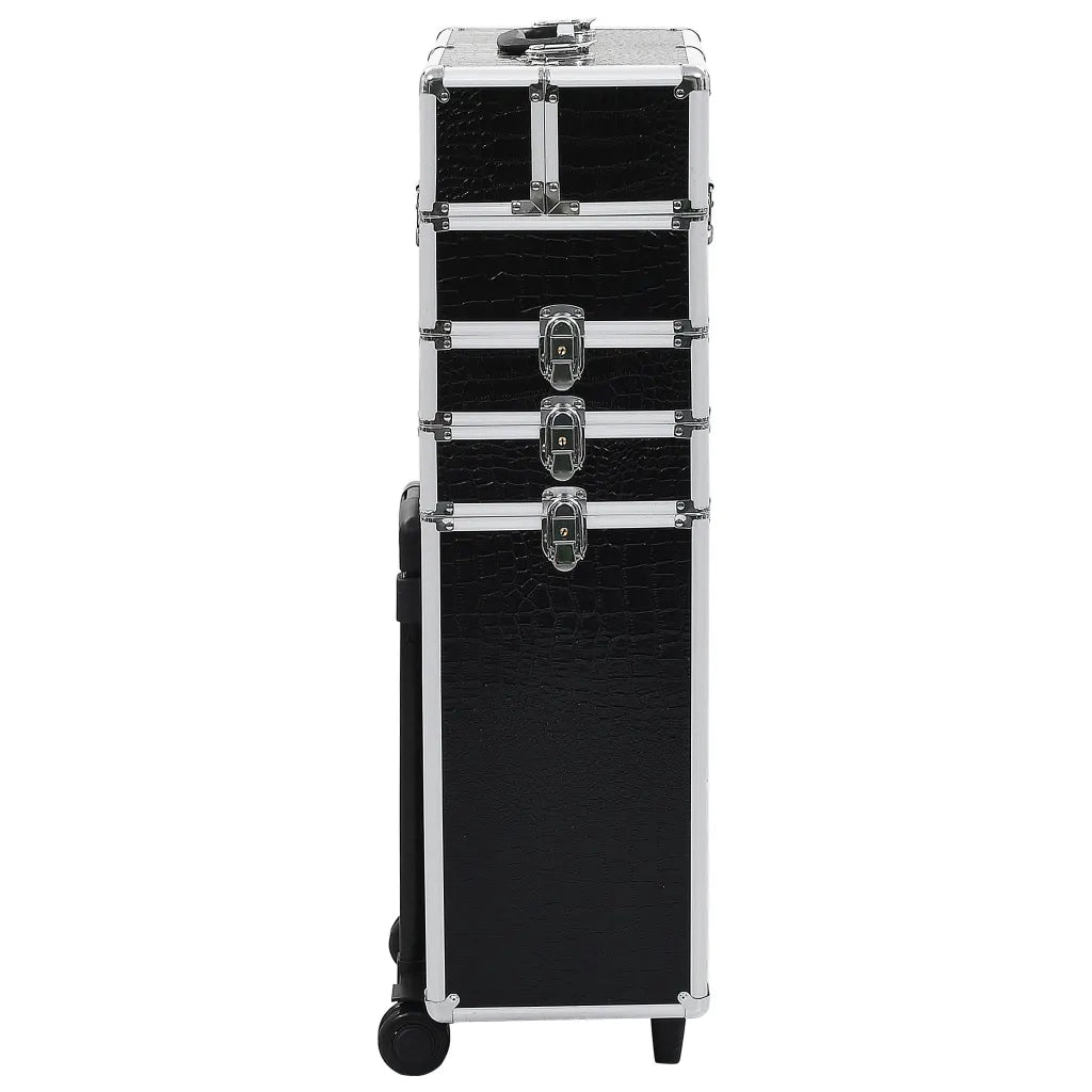 Valigia Trolley per Cosmetici Alluminio Nero Design Coccodrillo CFW6569812
