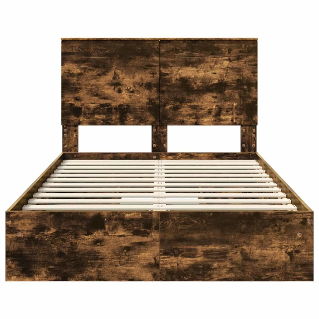 Letto con Contenitore con testiera Rovere fumé 135 x 190 cm 3409563