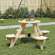 vidaXL Tavolo da Picnic per 4 Bambini Rotondo con Foro in Legno Abete