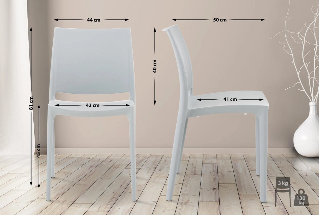 Sedia outdoor Maya impilabile grigio chiaro