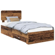 Letto singolo | Letto per adulti | Struttura del letto con testiera Legno vecchio 100 x 200 cm