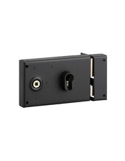 Serratura orizzontale da applicare doppio cilindro con quadro maniglia , destra, asse 53mm, 140x88mm, nero - THIRARD