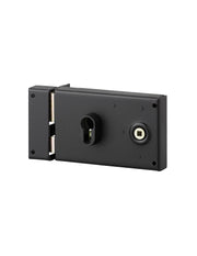 Serratura orizzontale da applicare doppio cilindro, quadro maniglia, apertura sinistra, asse 53mm, 140x88mm, nero - THIRARD