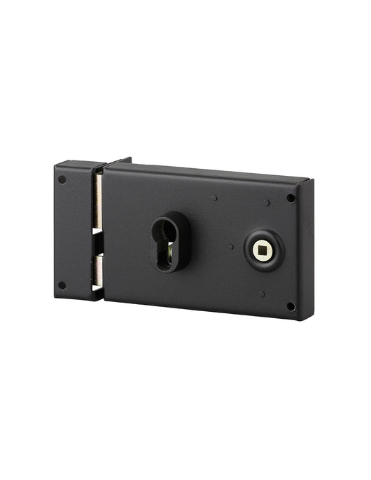 Serratura orizzontale da applicare doppio cilindro, quadro maniglia, apertura sinistra, asse 53mm, 140x88mm, nero - THIRARD