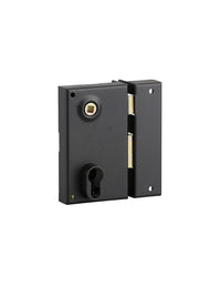 Serratura verticale da applicare doppio cilindro con quadro maniglia , destra, asse 45mm, 73x125mm, nero - THIRARD