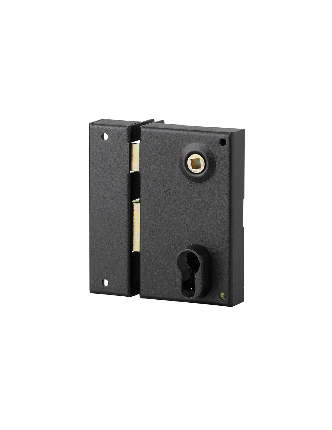 Serratura verticale da applicare per cilindro europeo, quadro maniglia, sinistra, asse 45mm, 73x125mm, nero - THIRARD