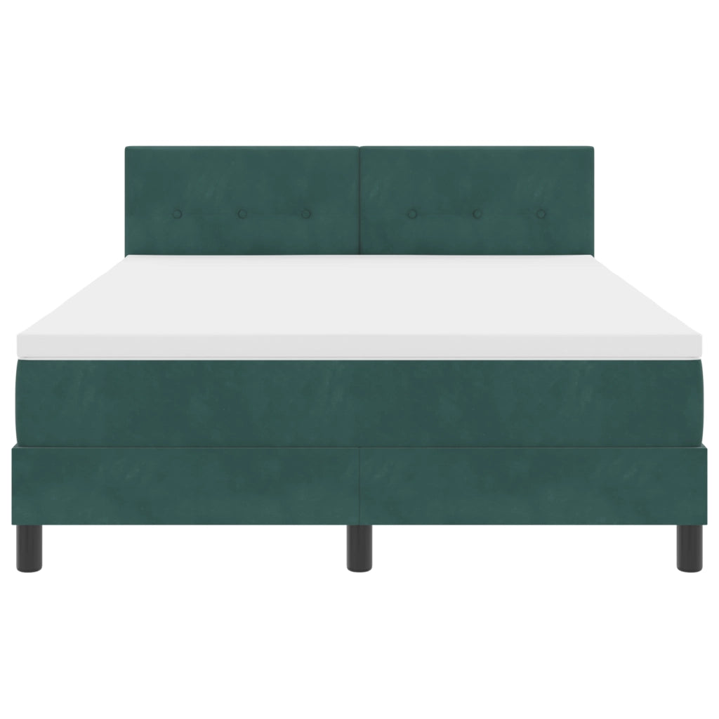 Letto Box Spring  con Materasso e LED Verde Scuro 160x200 cm Velluto
