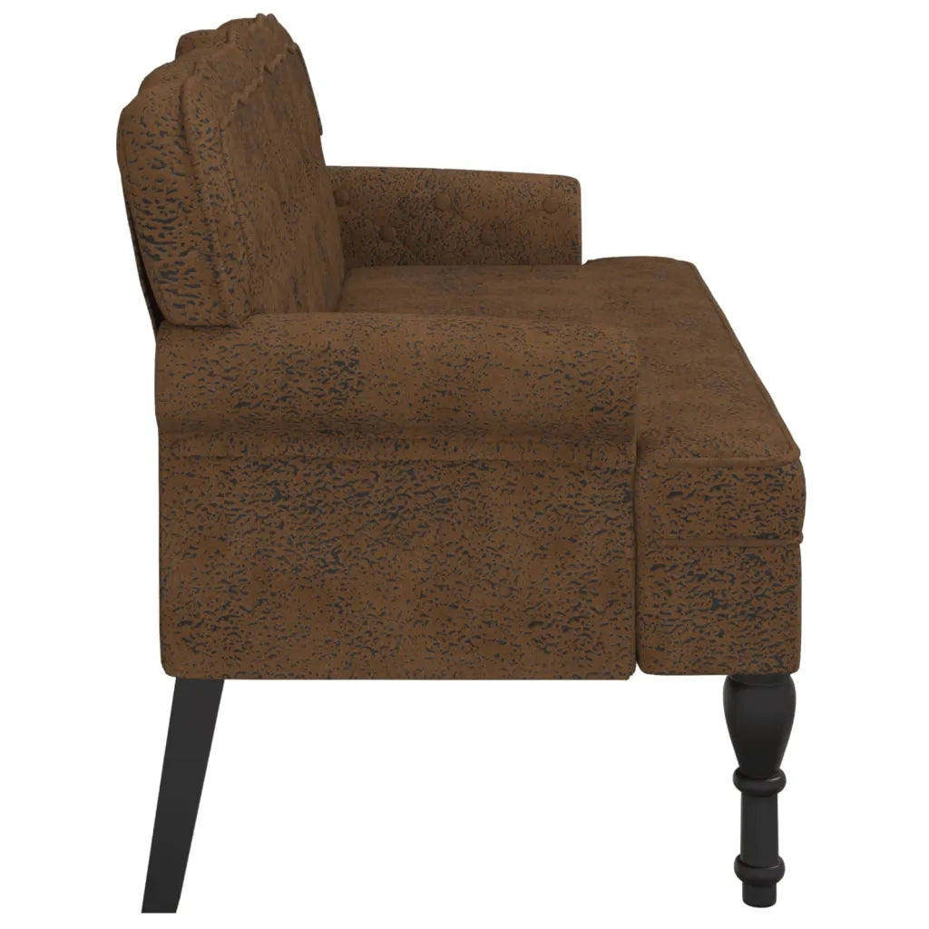 Panca con Schienale Marrone 119,5x64,5x75 cm in Scamosciato 372165