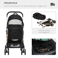 Passeggino per Cani Pieghevole 82x49,5x98 cm con Tettuccio Nero
